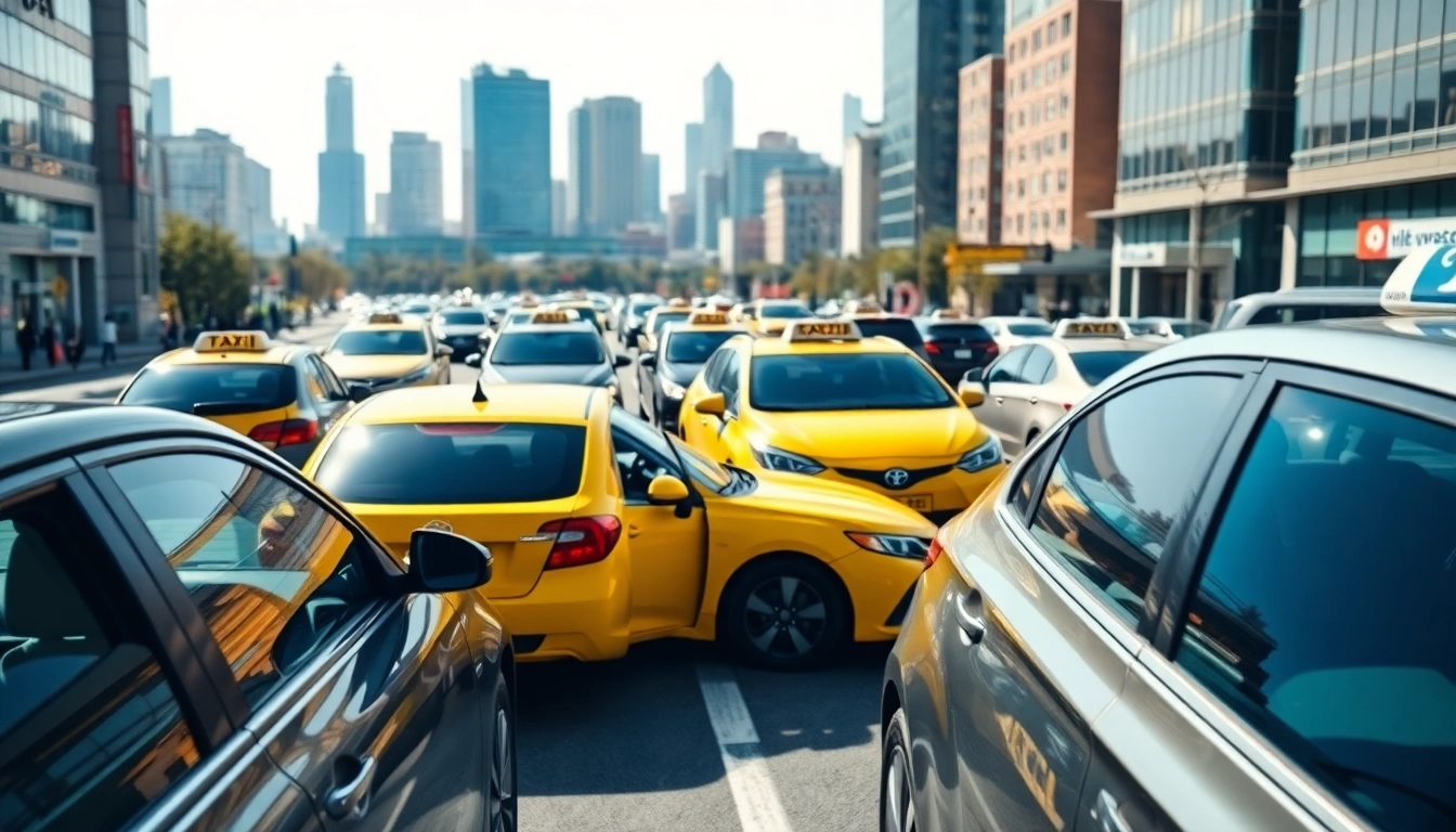 Experience LONG DISTANCE TAXI TRANSFERS with professional service in a bustling city environment.