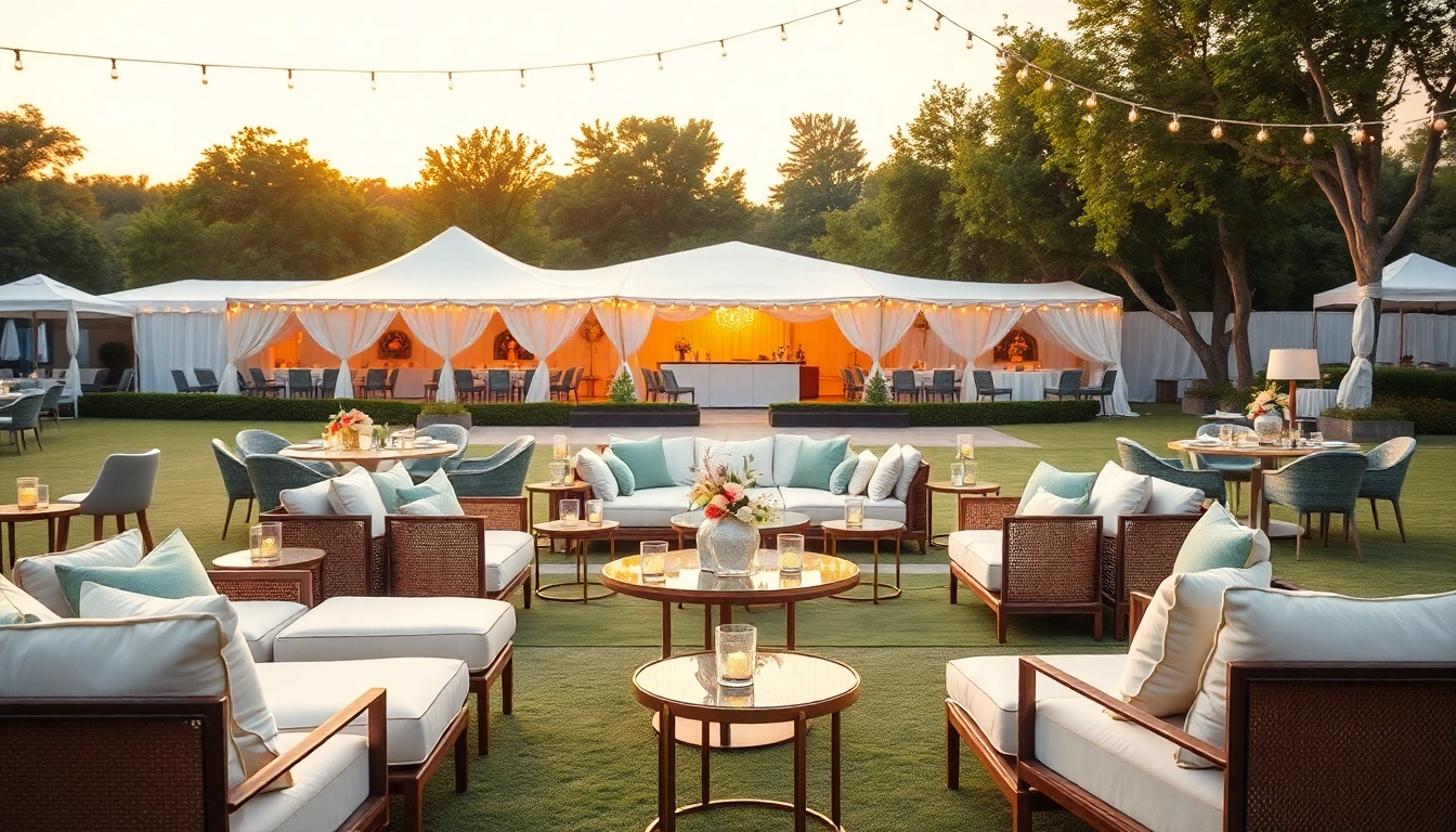 Transform your events with our stunning Event Furniture Rentals, featuring stylish designs in a serene setting.