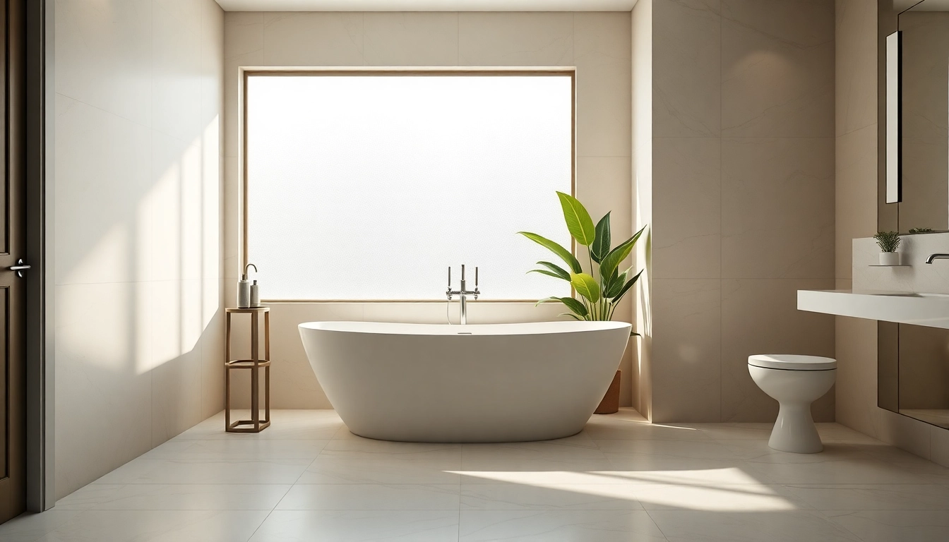 Modern bathroom remodel highlighting stylish fixtures and serene design elements.