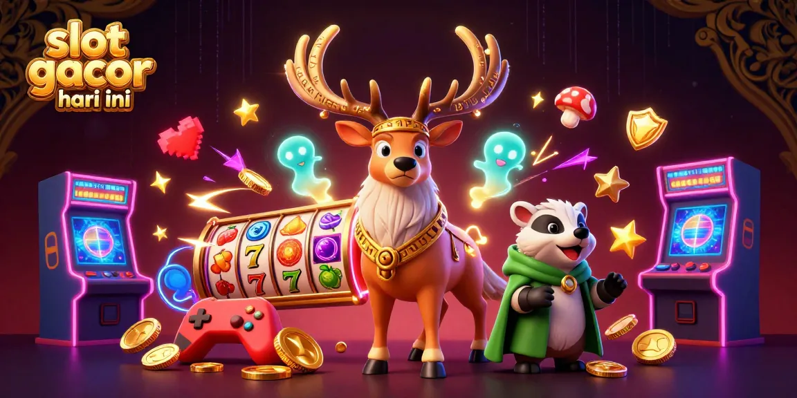 Immerse in the excitement of slot gacor hari ini with a vibrant 3D scene featuring mystical characters and dynamic game elements.