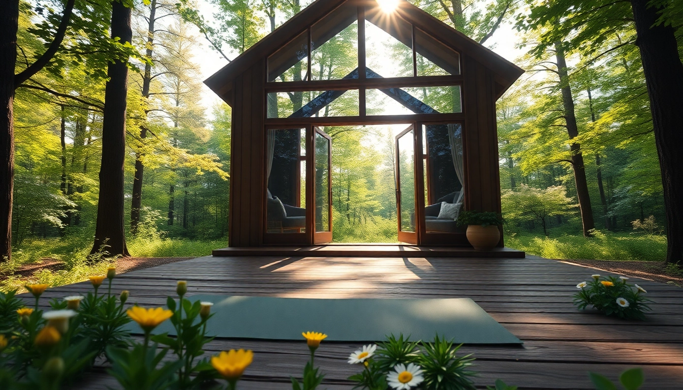 Experience a rejuvenating wellness retreat in a tranquil forest cabin, surrounded by nature.