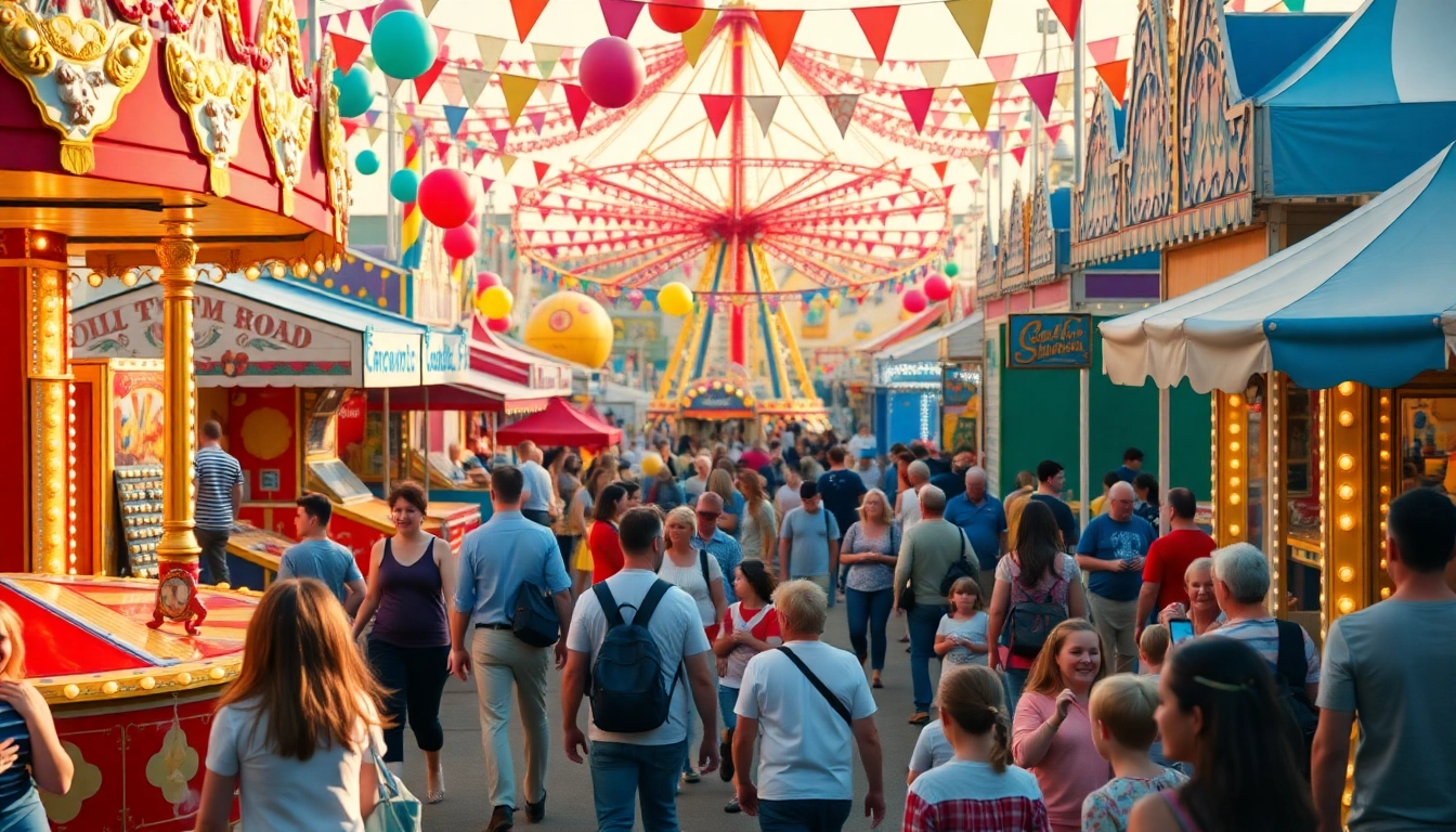 Engaging fun fair rides for hire Newcastle at a lively carnival atmosphere filled with families.