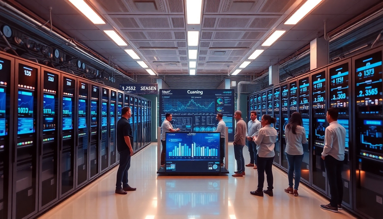 Cloud mining facility showcasing advanced technology and digital mining operations in a professional setting.