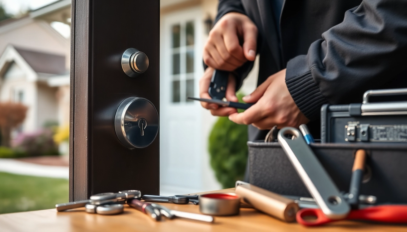 Expert Residential Locksmiths in Wildwood servicing a home with precision tools.