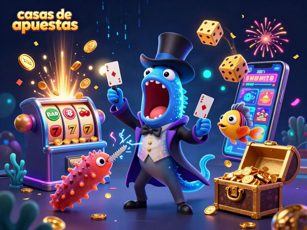 Las casas de apuestas muestran un espectáculo mágico con criaturas marinas y elementos de juego que brillan.