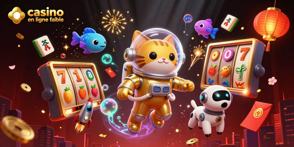 Jouer avec des divertissements au casino en ligne fiable tout en faisant l'expérience d'une illustration dynamique d'un chat astronaute et de son chien robot.