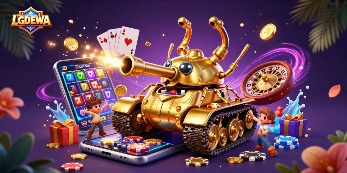 Experience LGODEWA's immersive winning scenes with a vibrant mini casino revealed in a golden beetle tank.