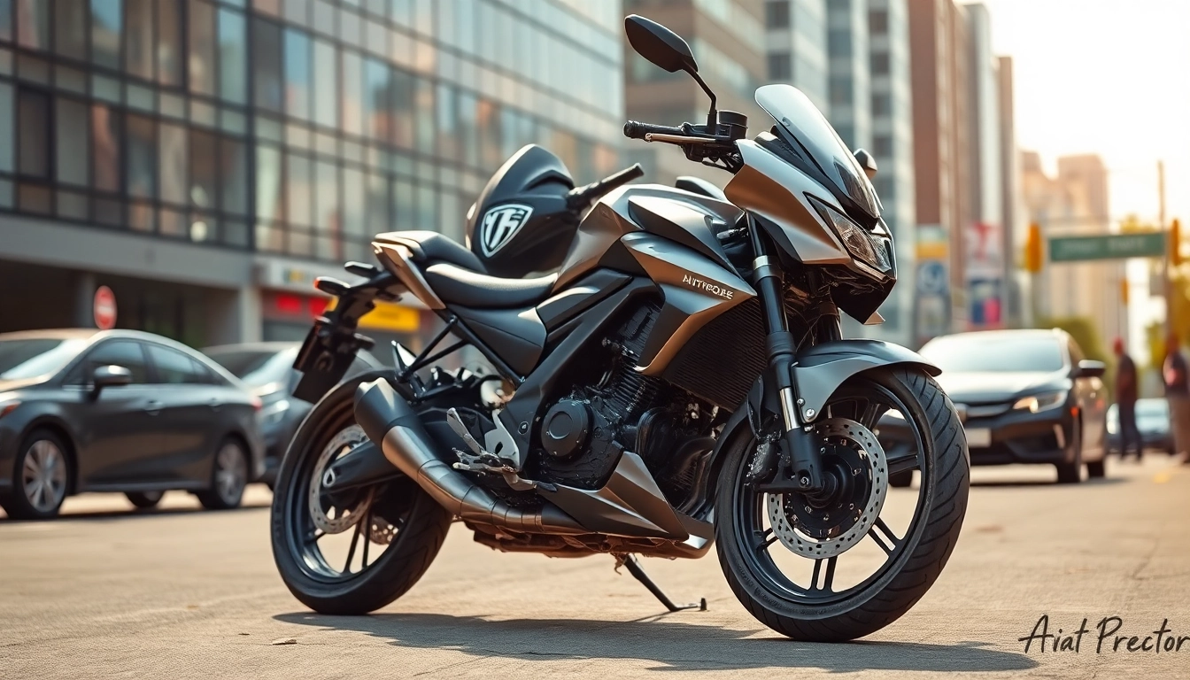 Experience budget DOT approved motorcycles for sale in a vibrant urban setting with sleek designs.