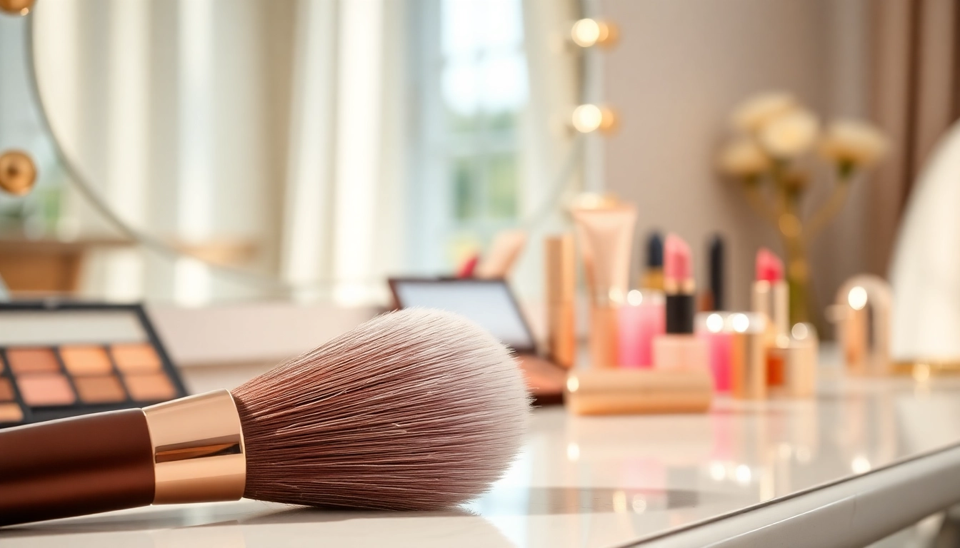 Application of an angled makeup brush highlighting its precision and design.