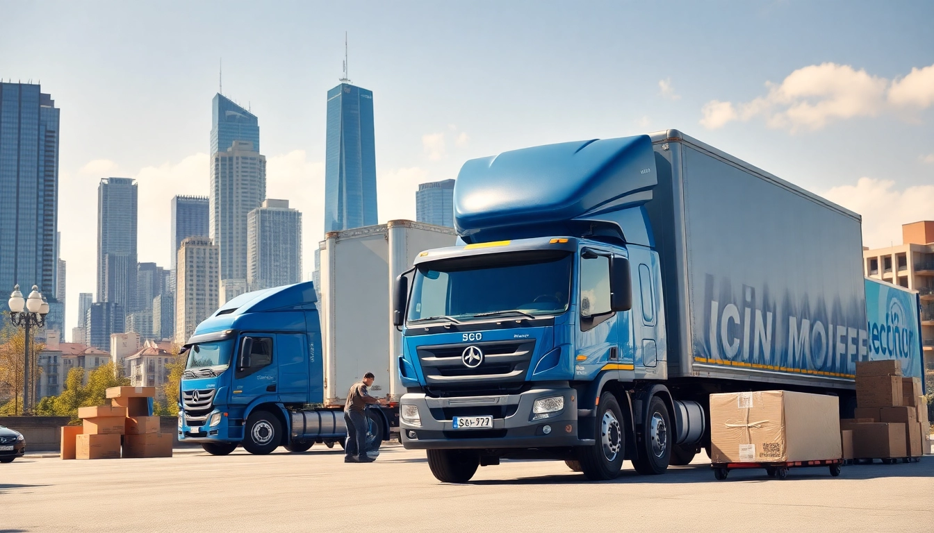 Efficient province to province movers transporting boxes in an urban setting.