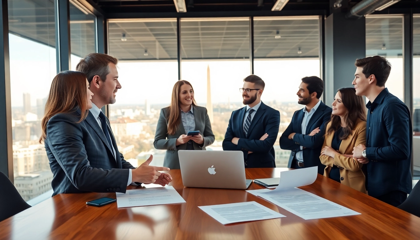 Washington DC Startup Lawyer advising entrepreneurs in a modern office environment.