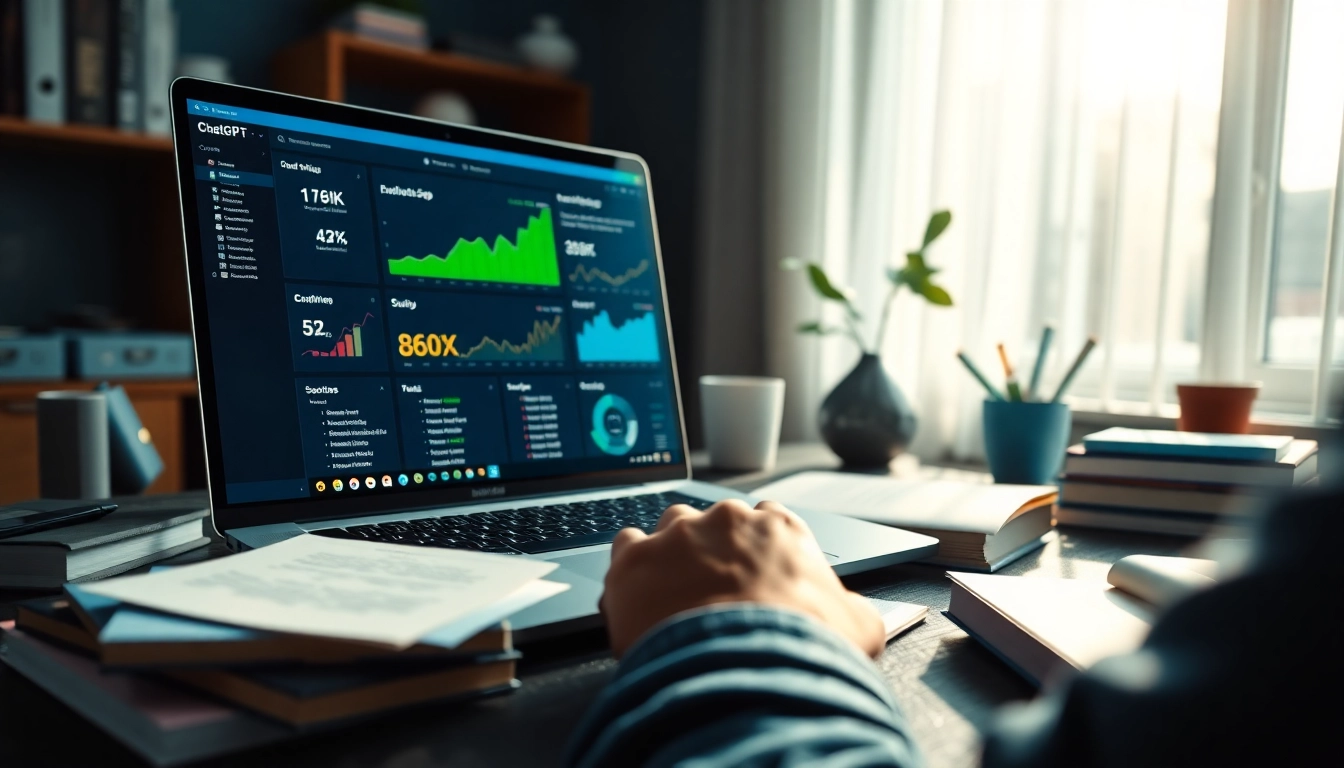 Implementing chatgpt seo optimization with analytic tools and vibrant workspace.