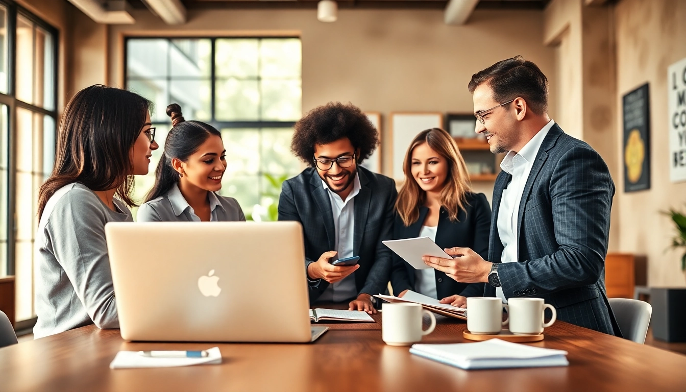 Collaborative business coach near me guiding professionals in an inviting office atmosphere.