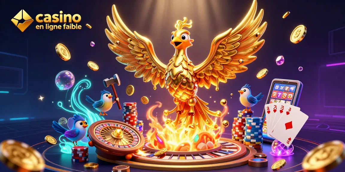 Jouez au casino en ligne fiable avec cette illustration dynamique de phoenix doré et assistants.