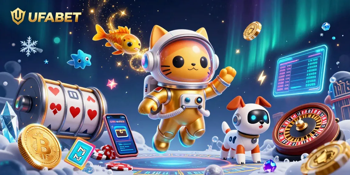 Play slots and poker with UFABET in a vibrant galaxy featuring unique space characters.