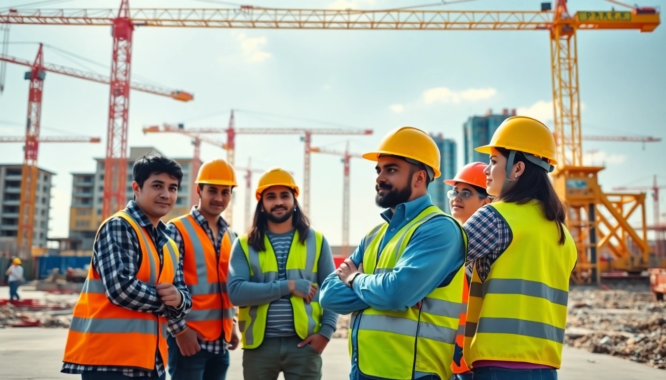 Showcasing construction training programs, workers actively participate in skill development at a job site.