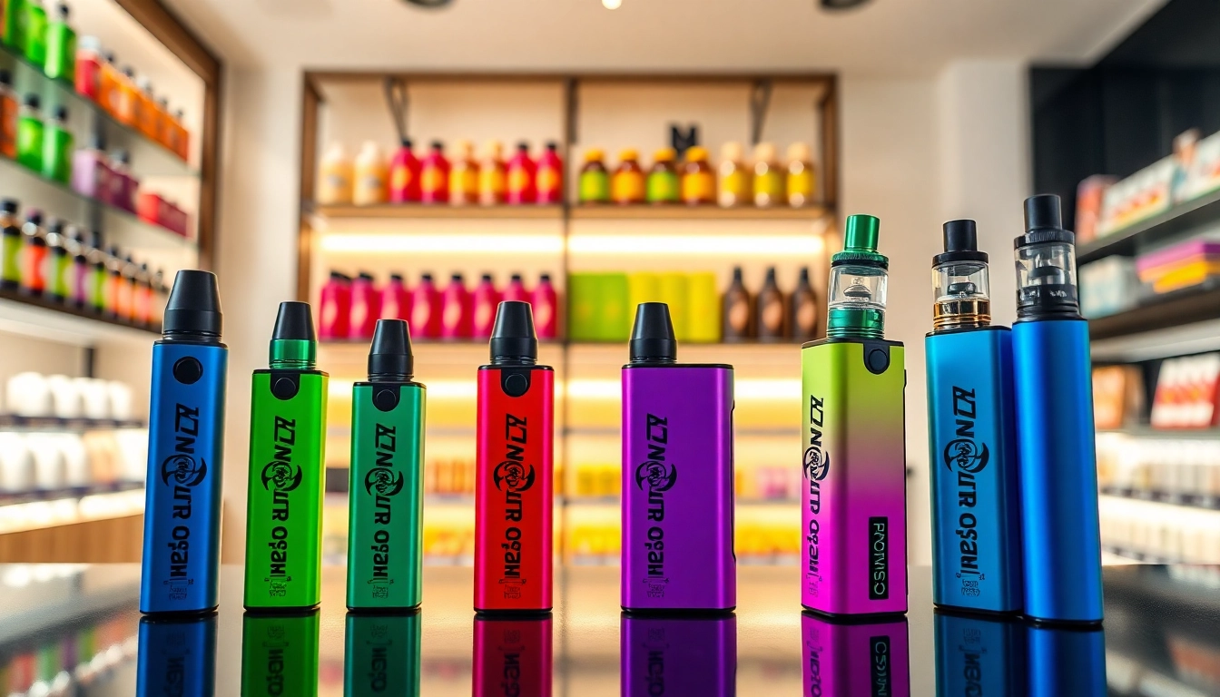 Experience the vibrant Funky Republic disposable vapes showcased in a modern boutique setting.