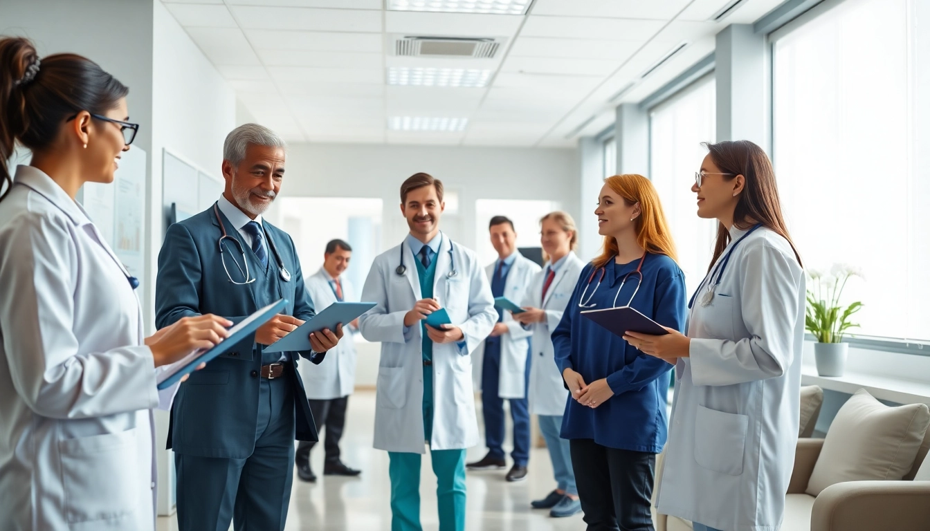 Engaging healthcare professionals at https://www.medexdtc.com collaborating in a modern clinic.