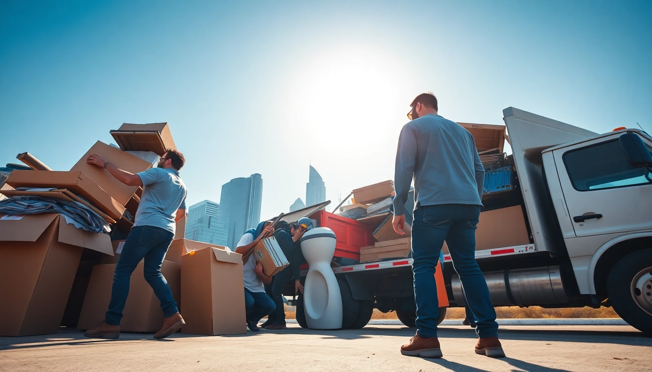 Same day junk removal Nashville team efficiently loading items into a truck.