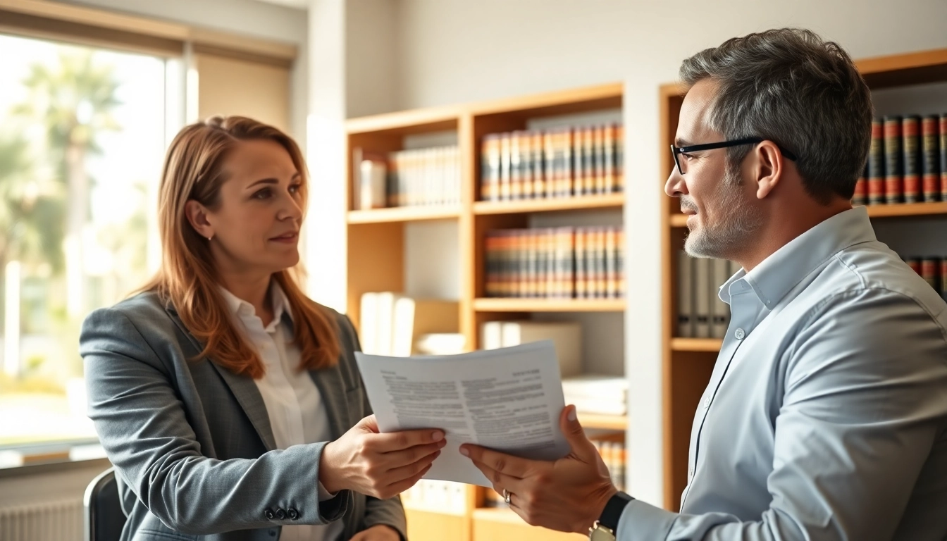 Engaged clearwater truck accident attorney consulting with a client on legal matters.