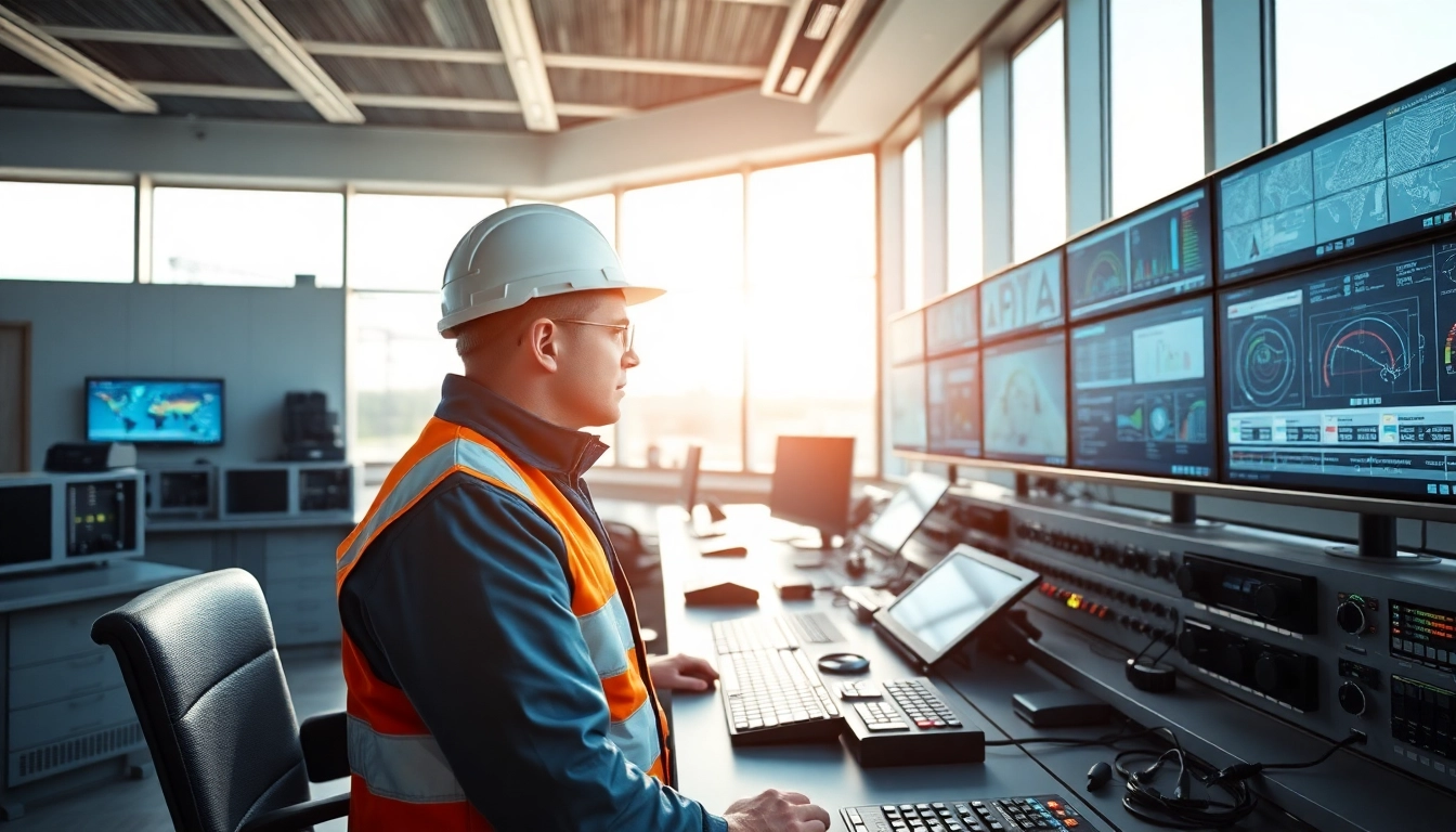 Engineering professional analyzing rail systems in a modern control room.