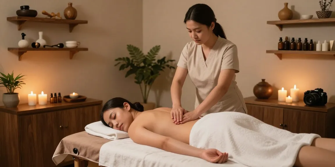 Experience ultimate relaxation with Swedish massage at makangs.com/region/국내/서울-/마사지-스웨디시, soothing atmosphere with candles and natural elements.