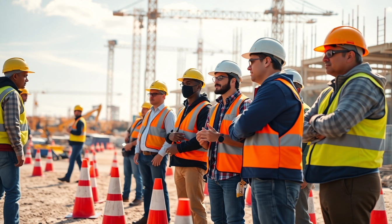 Engaging construction safety training session with diverse participants working together actively.