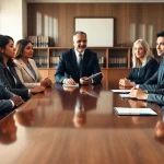 Consultation at Mainor Ellis Injury Lawyers, showcasing professionalism in a legal setting.