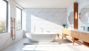 Elevate your space with expert bathroom remodeling service featuring modern design and luxurious fixtures.