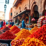Experience the vibrant culture in a Moroccan market as you visit morocco.