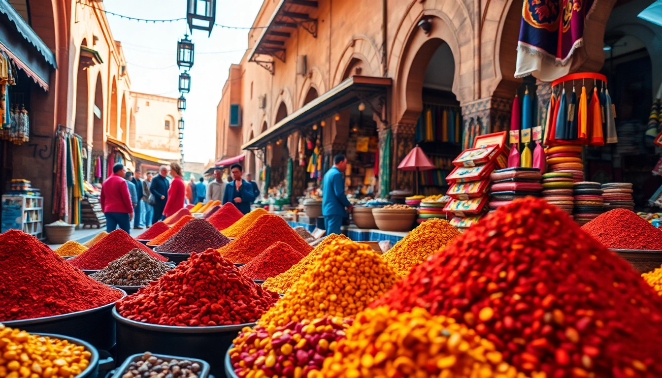 Experience the vibrant culture in a Moroccan market as you visit morocco.