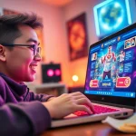 Mainkan bolahiu game sambil bersantai di setup gaming yang penuh warna.