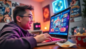 Mainkan bolahiu game sambil bersantai di setup gaming yang penuh warna.