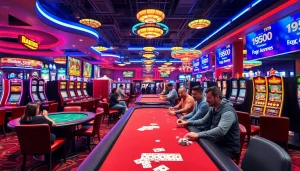 Kasinojitu menawarkan suasana kasino yang meriah dengan pemain menikmati berbagai permainan.