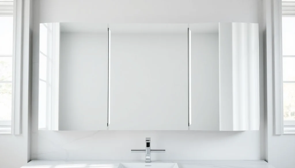 Sonni Spiegelschrank in moderner Badumgebung mit eleganter LED-Beleuchtung.