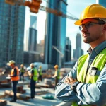 Construction manager coordinating tasks on-site in New York City Construction Manager setting.
