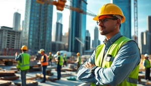 Construction manager coordinating tasks on-site in New York City Construction Manager setting.