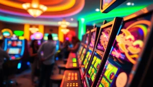 Menangkan slot gacor dengan mencoloknya mesin slot yang penuh warna dan suasana kasino yang energetik.