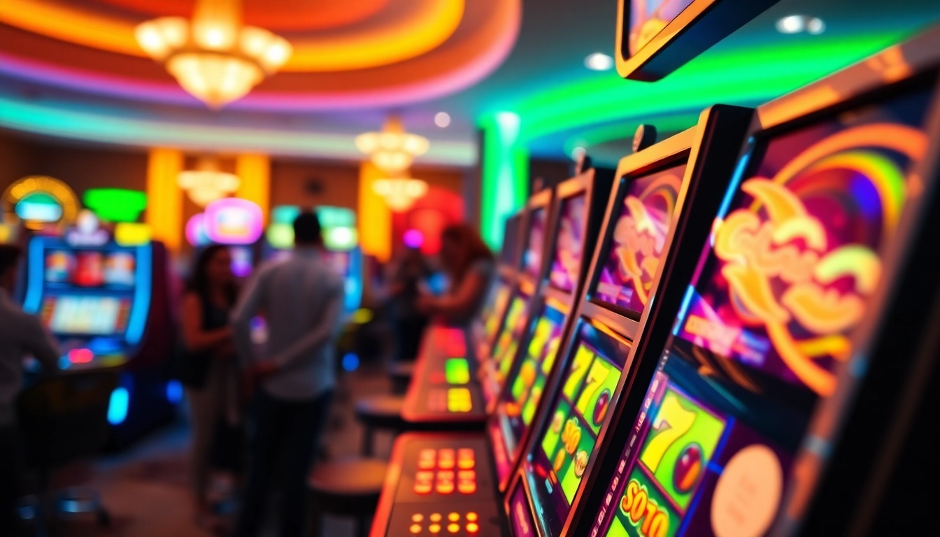 Menangkan slot gacor dengan mencoloknya mesin slot yang penuh warna dan suasana kasino yang energetik.