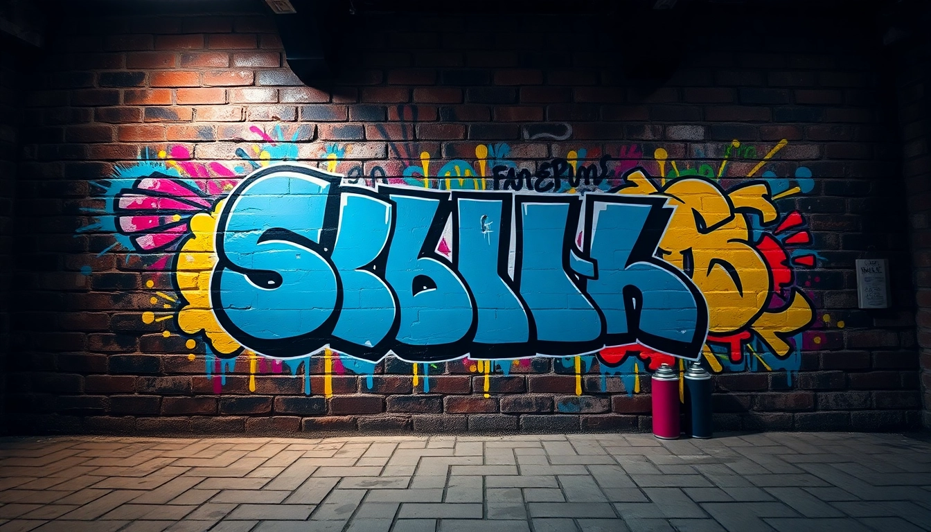 Experience vibrant graffiti wall art in a dynamic urban setting with intricate designs.