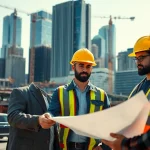 Highlighting a New York General Contractor directing a team on a vibrant construction site.