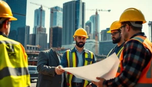 Highlighting a New York General Contractor directing a team on a vibrant construction site.