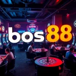 Menghadirkan pengalaman permainan yang mendebarkan di bos88 dengan lampu neon dan pemain yang terlibat.