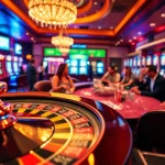 A roulette wheel spins in a lively casino scene at 89bet.house, embodying the thrill of gambling.