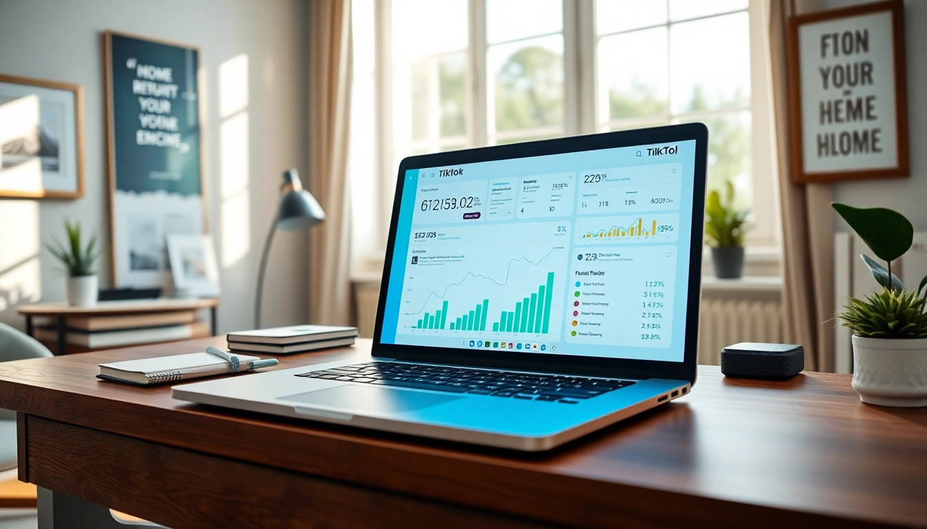 Enhance visibility on TikTok with a powerful SMM panel interface displayed on a laptop.