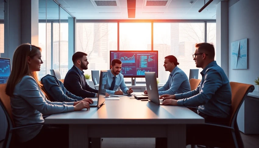 Highlighting collaboration among Fredericksburg IT Companies in a modern office setting.