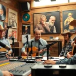 Engage with https://mycountry955.com through vibrant country music radio studio atmosphere.