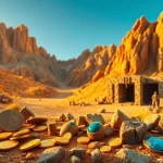 Visual representation of King Solomon's Mine showcasing ancient treasures amidst a stunning desert backdrop.