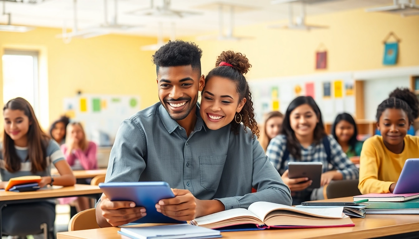 Students engaging in a vibrant Education lesson in a bright classroom setting.