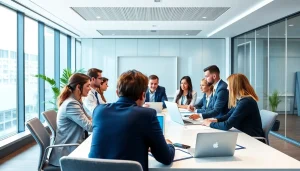 Labour law compliance Gurgaon discussed during a professional business meeting with diverse professionals.